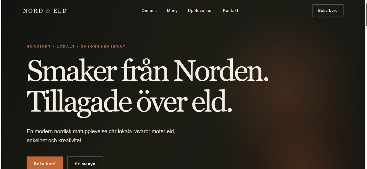 Concept design for a restaurant website